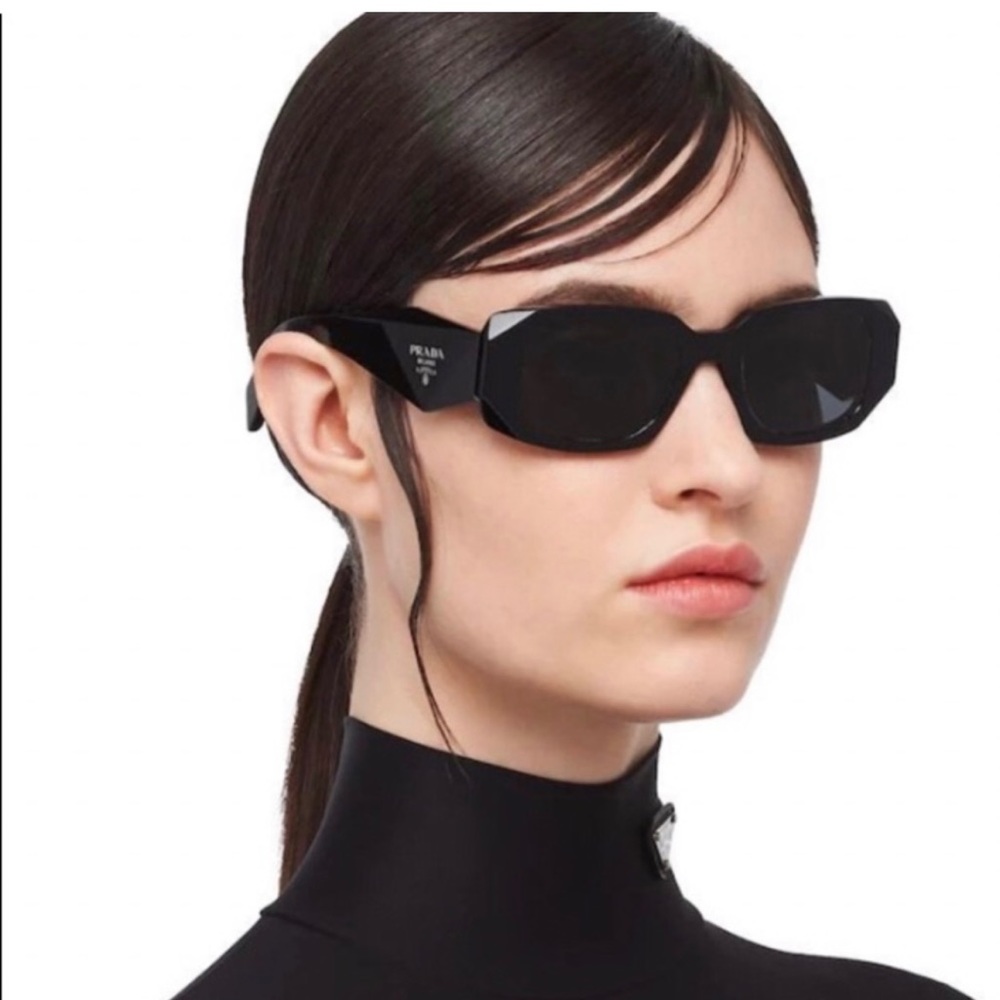 Prada Black Symbole PR 17 WS Oversized Geometric sunglasses